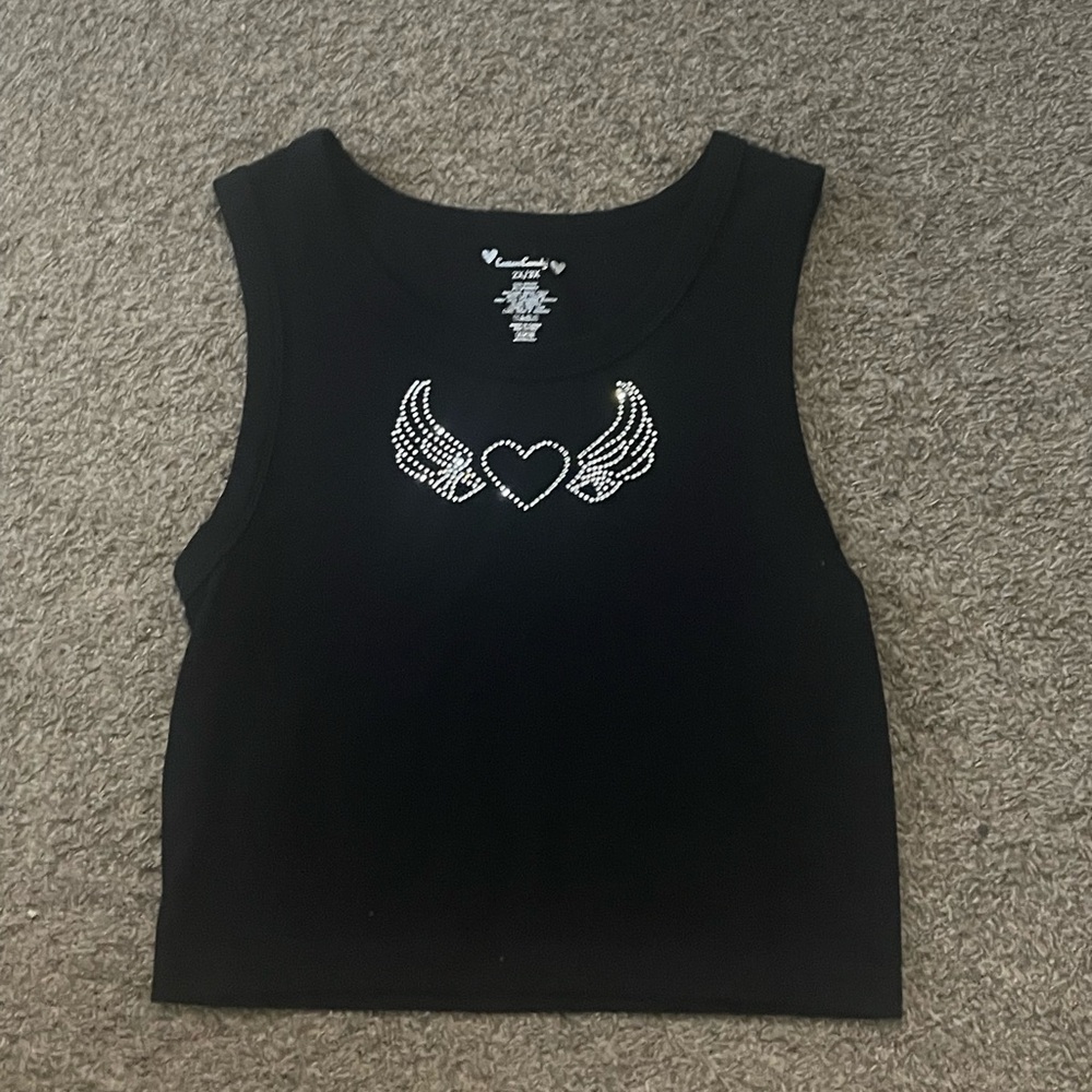 Limited Too Black Graphic Crop Tank Top